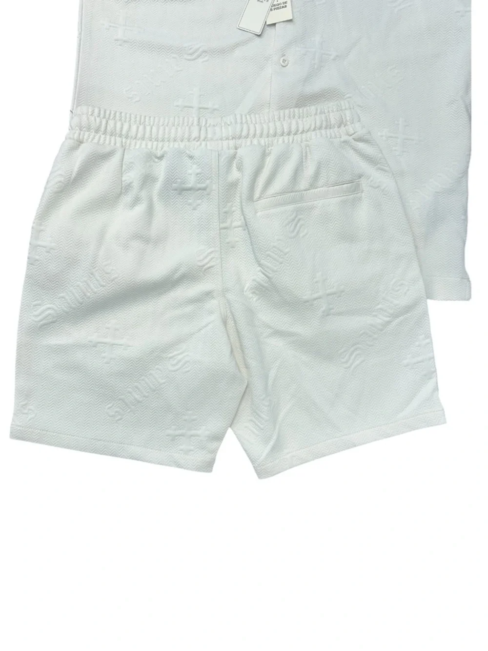 Saints White Knit Short Sleeve Button Shirt & Drawstring Shorts Set Size L NWT